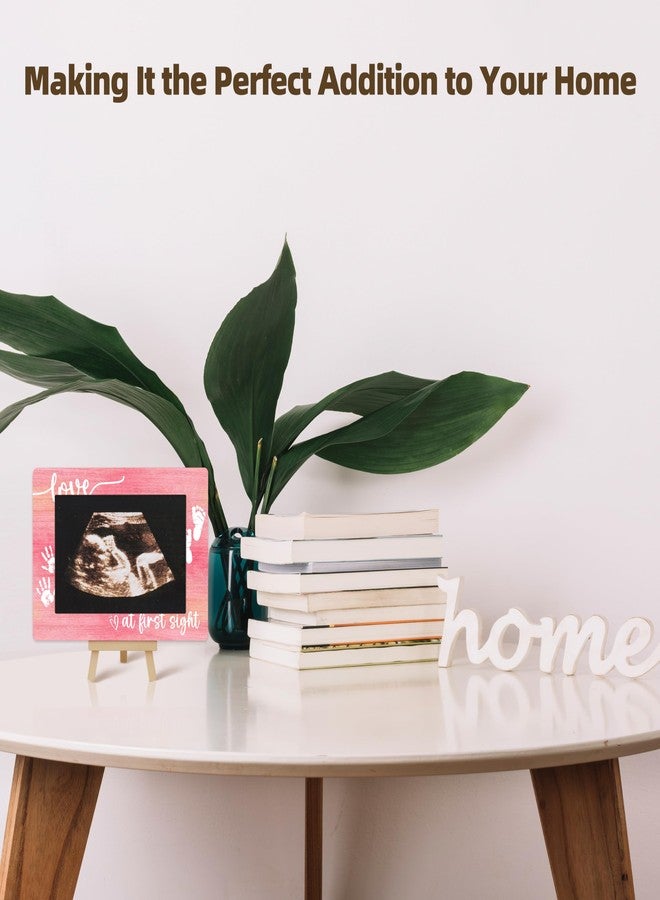 OXRUN New Mom Gifts, 4x6 Pregnancy Baby Ultrasound Picture Frame, Love at First Heartbeat Wooden Photo Frame with Easel, Nursery Decor - A04 - Image 3
